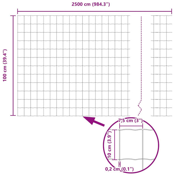 Grüner Zaun mit Pfosten 1 x 25 m