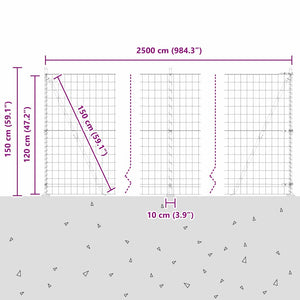 Grüner Zaun mit Pfosten 1,2x25m
