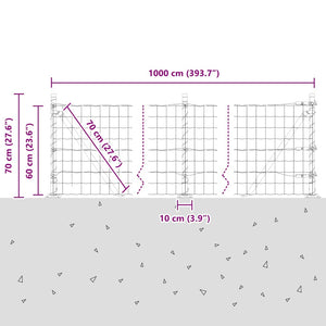 Grüner Zaun mit Pfosten 0,6x10m