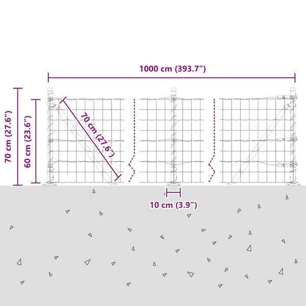 Grüner Zaun mit Pfosten 0,6x10m