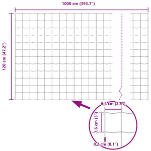 Grüner Stahlzaun mit Pfosten 1,2 x 10 m