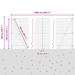Grüner Zaun mit Pfosten 1,4x10m