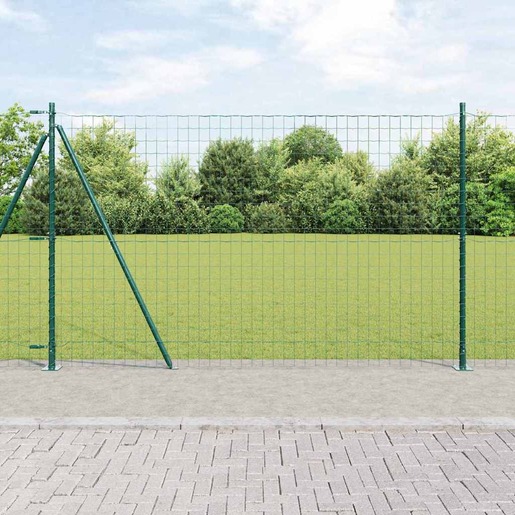 Grüner Stahlzaun mit Pfosten 1,5 x 10 m