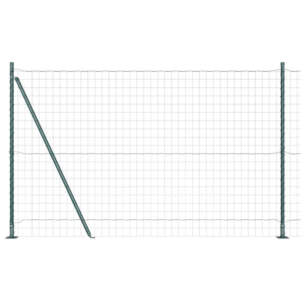 vidaXL Fence with Posts Green 1.5 x 10 m Steel