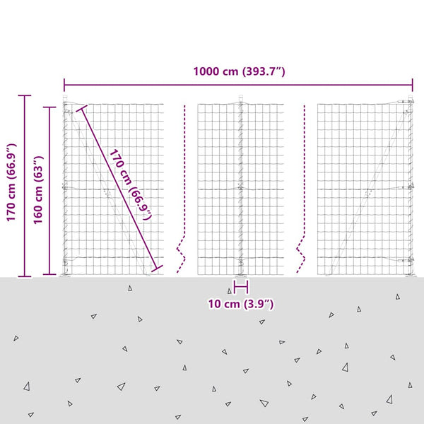Grüner Zaun mit Pfosten 1,6x10m