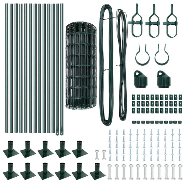Grüner Zaun mit Pfosten 0,4x25m
