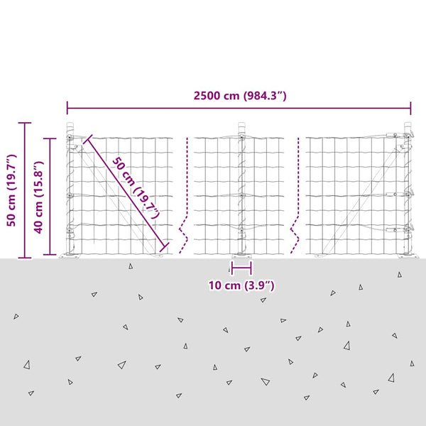Grüner Zaun mit Pfosten 0,4x25m