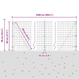 Grüner Stahlzaun mit Pfosten 0,8x25m