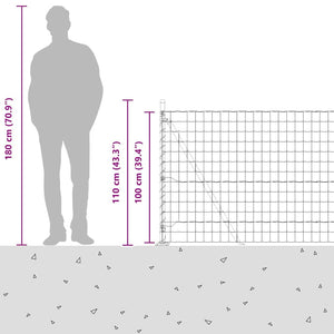 Grüner Stahlzaun mit Pfosten 1 x 25 m