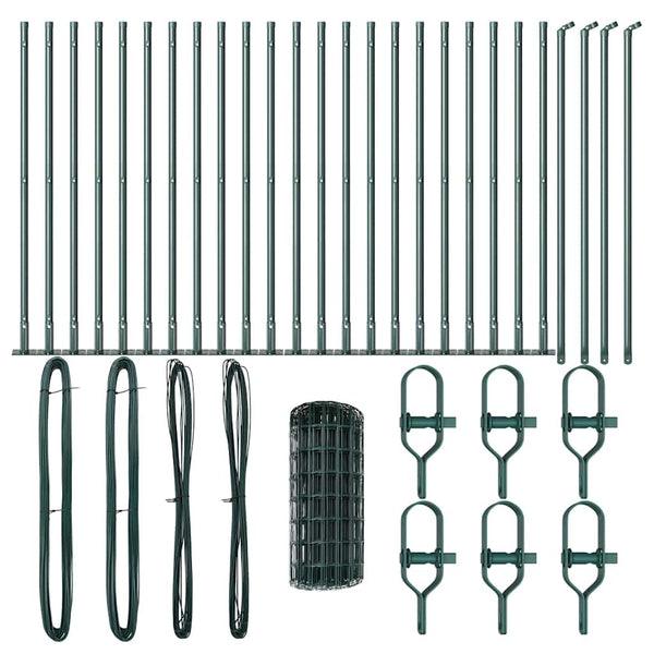 Grüner Zaun mit Pfosten 0,4x50m