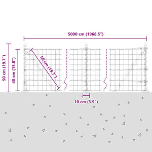 Grüner Zaun mit Pfosten 0,4x50m