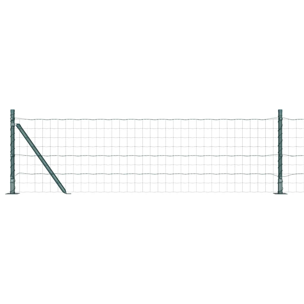 vidaXL Fence with Posts Green 0.6 x 50 m Steel and PVC