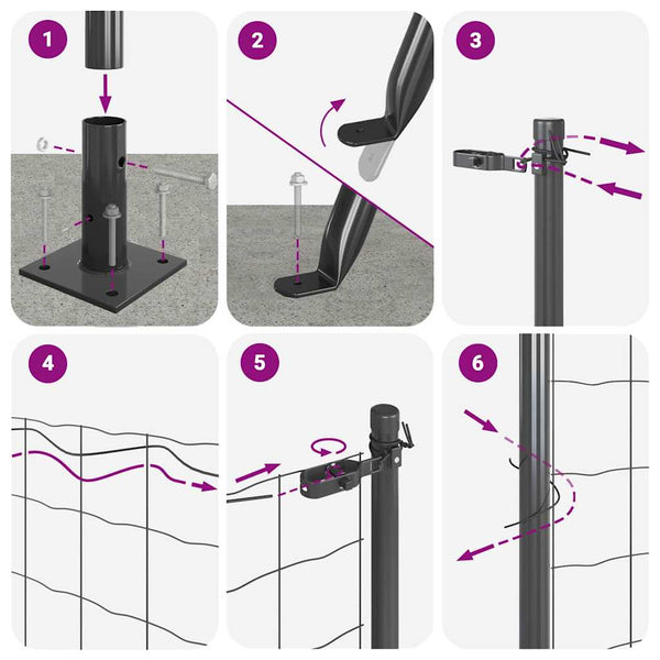 Grauer Stahl PVC Zaun mit Pfosten 1 x 10 m