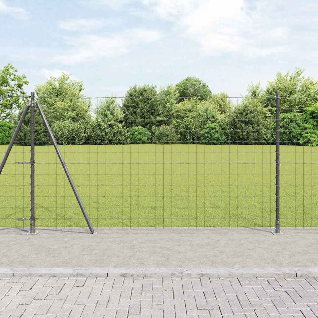 Grauer Zaun mit Pfosten 1,2x10m