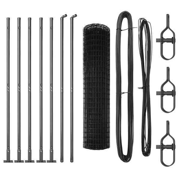 Grauer Zaun mit Pfosten 1,2x10m