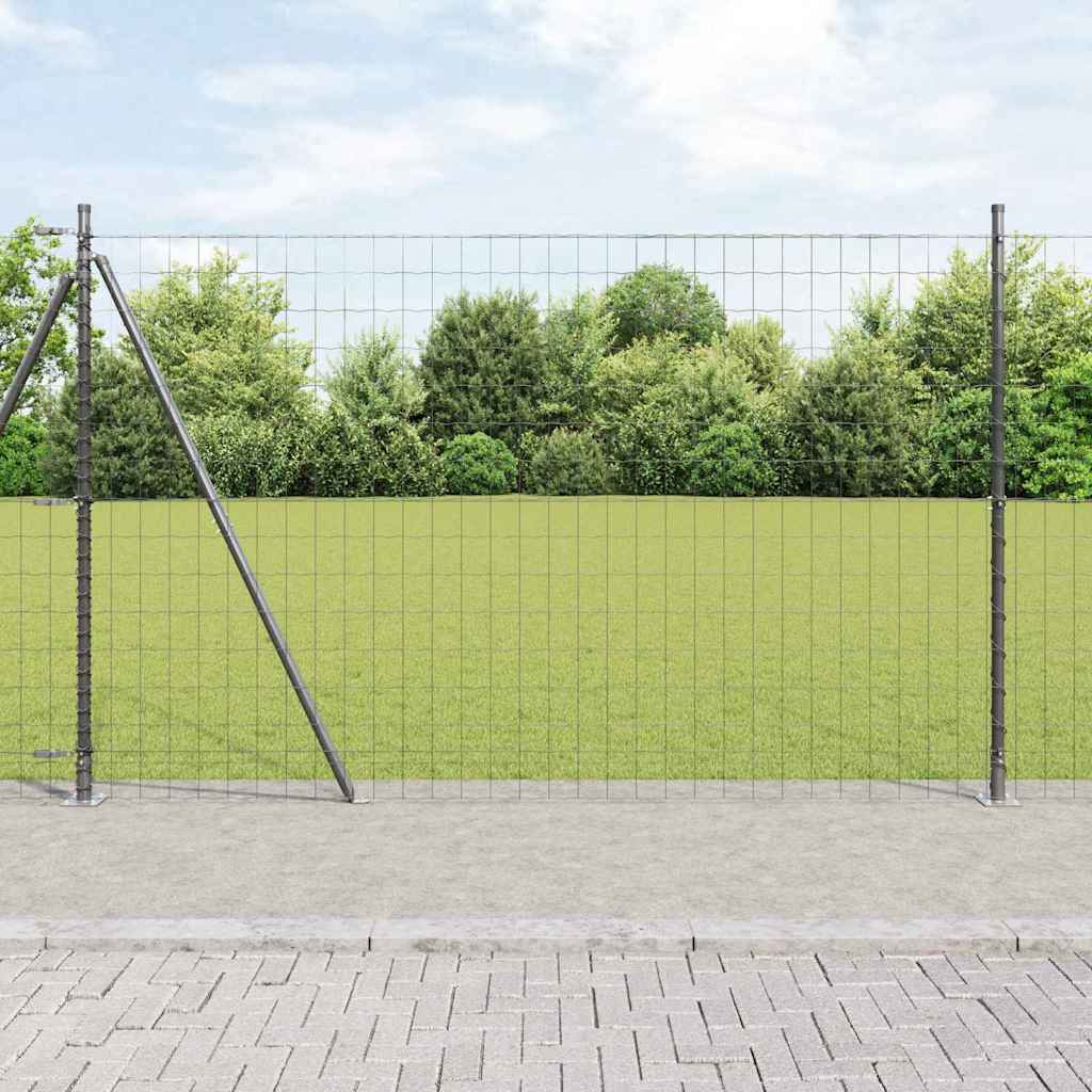 Grauer Zaun mit Pfosten 1,5x10m