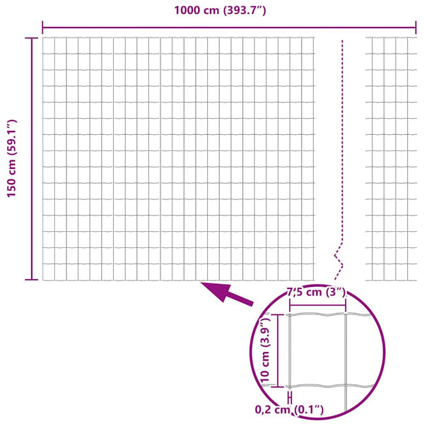 Grauer Zaun mit Pfosten 1,5x10m