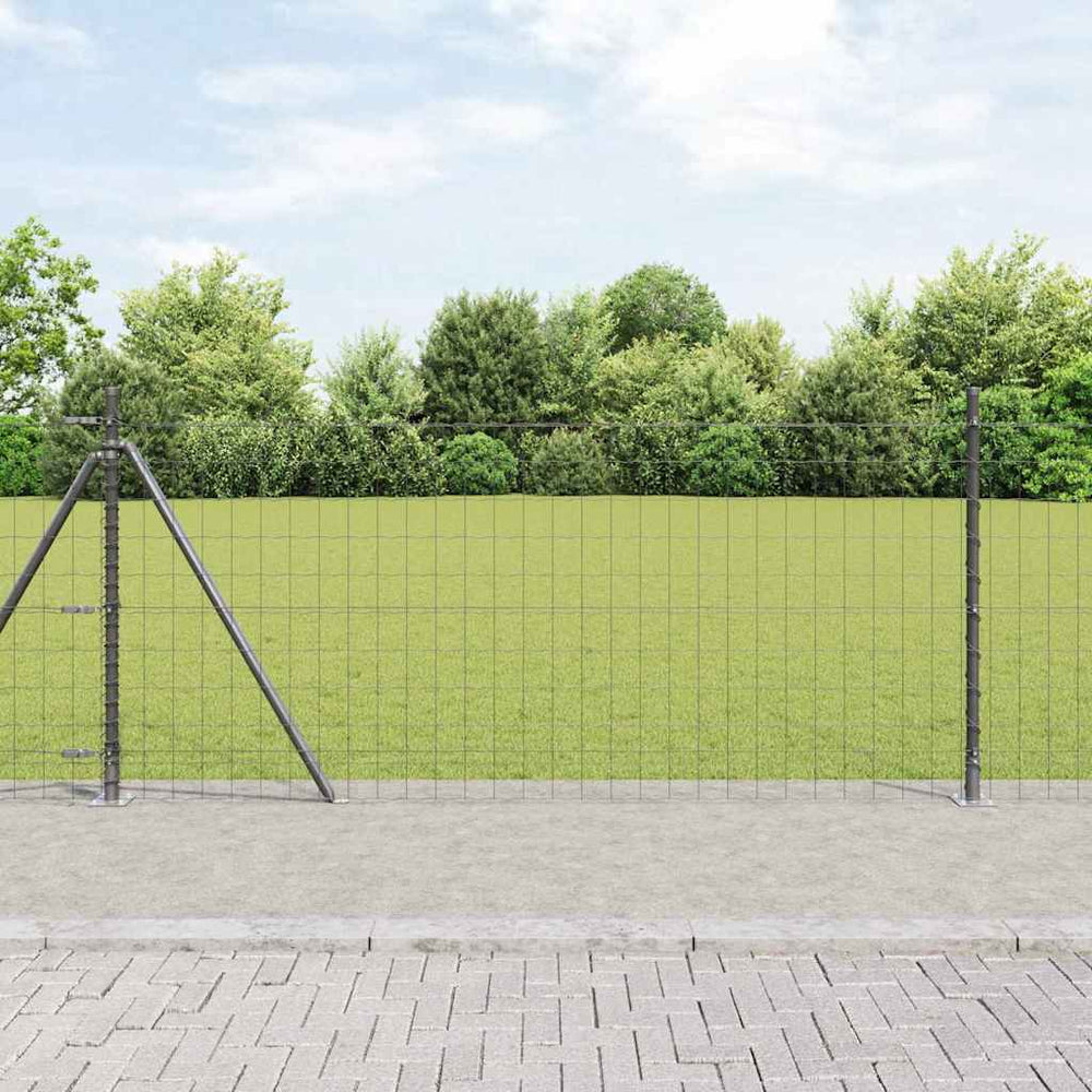 vidaXL Fence with Posts Gray 1 x 25 m Steel and PVC