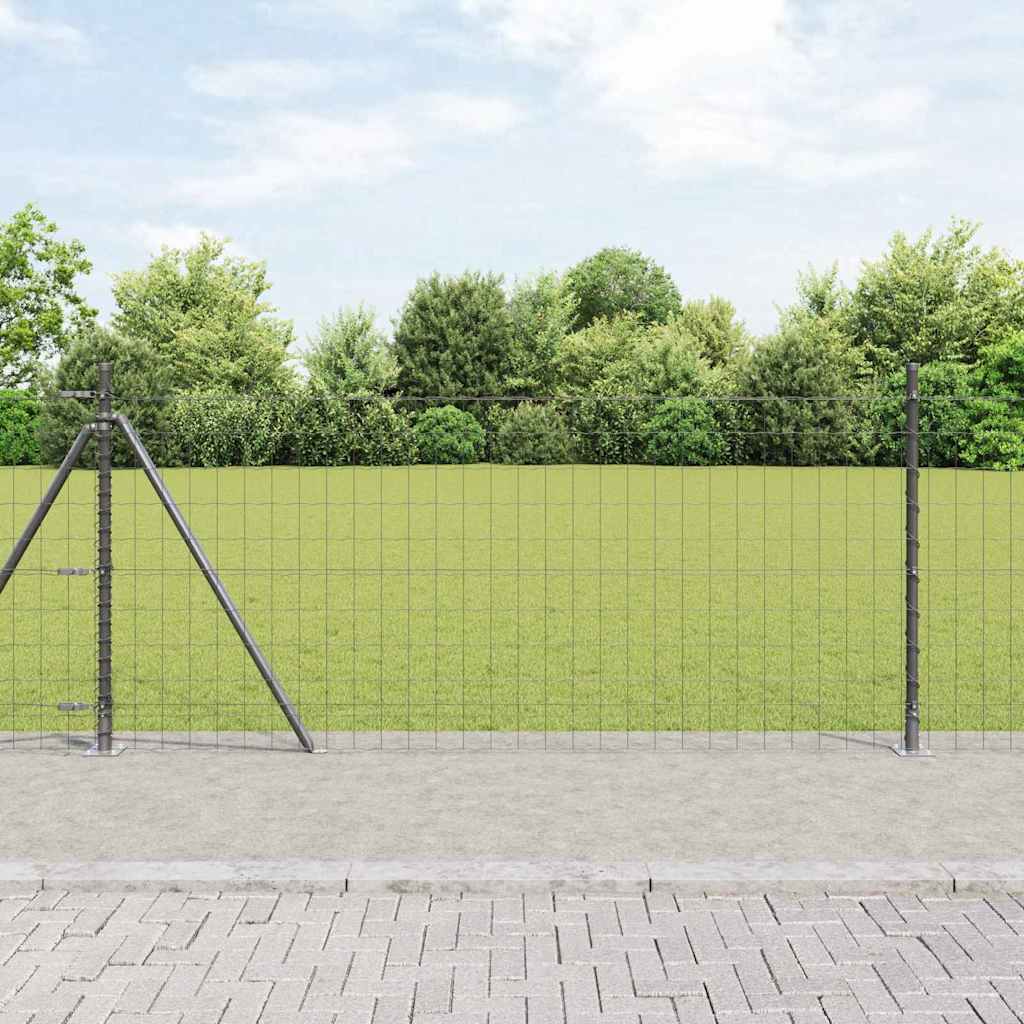 Grauer Zaun mit Pfosten 1 x 25 m