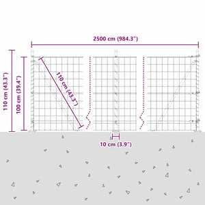 Grauer Zaun mit Pfosten 1 x 25 m