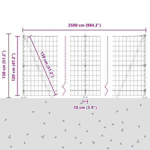 Grauer Zaun mit Pfosten 1,2x25m