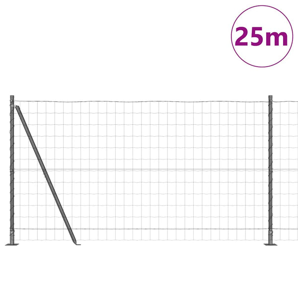 Grauer Zaun mit Pfosten 1,2x25m