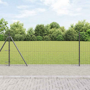 Stahlzaun Grau mit Pfosten 0,8x10m