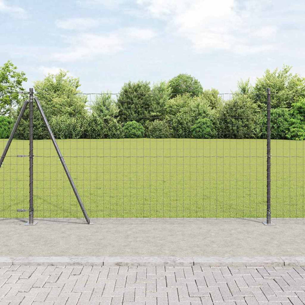 vidaXL Fence with Posts Grey 1.2 x 10 m Steel
