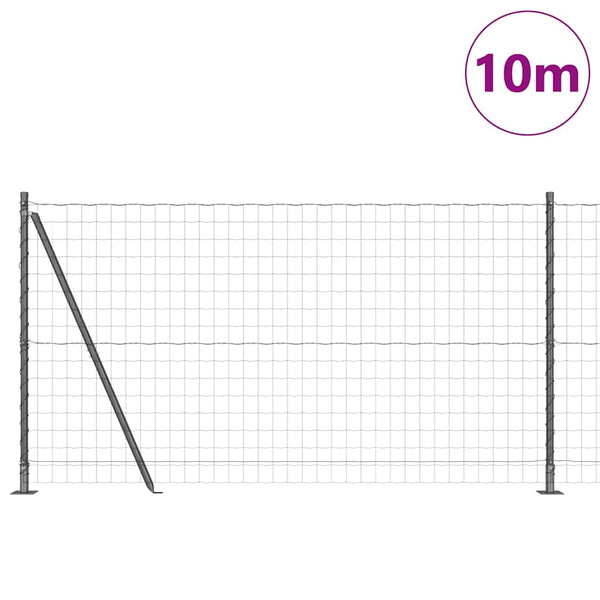 Stahlzaun mit Pfosten Grau 1,2x10m