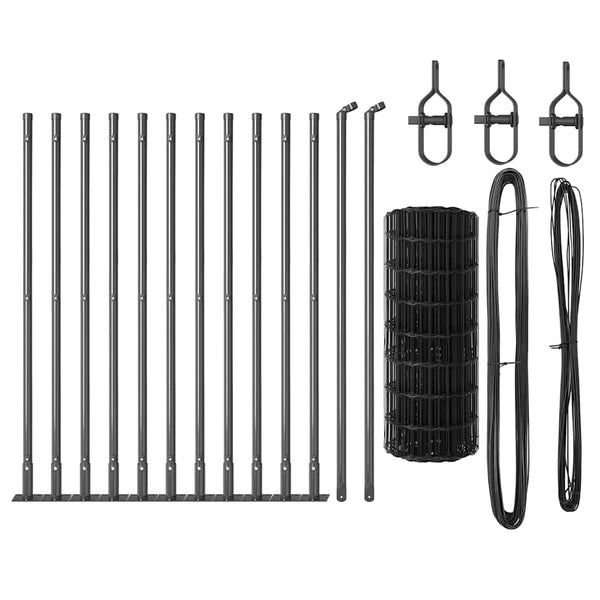 Grauer Zaun mit Pfosten 0,6x25m