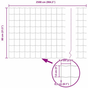 vidaXL Clôture avec poteaux gris 0,8 x 25 m acier