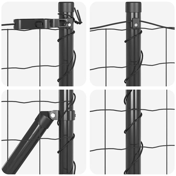 Grauer Stahlzaun mit Pfosten 1 x 25 m