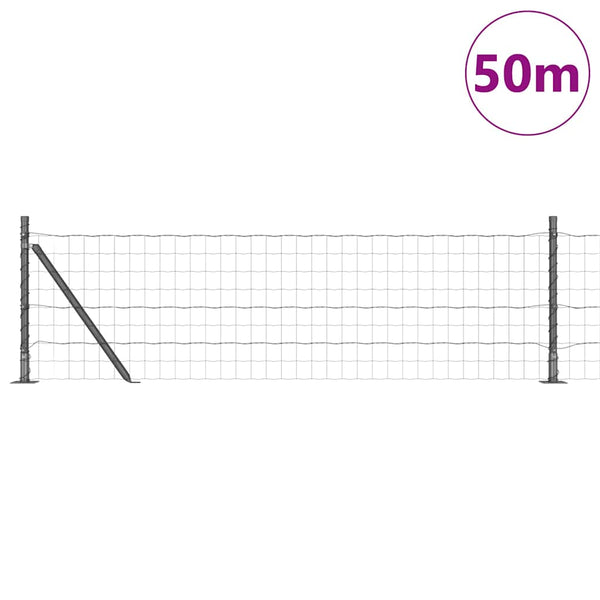 Grauer Zaun mit Pfosten, 0,4 x 50 m