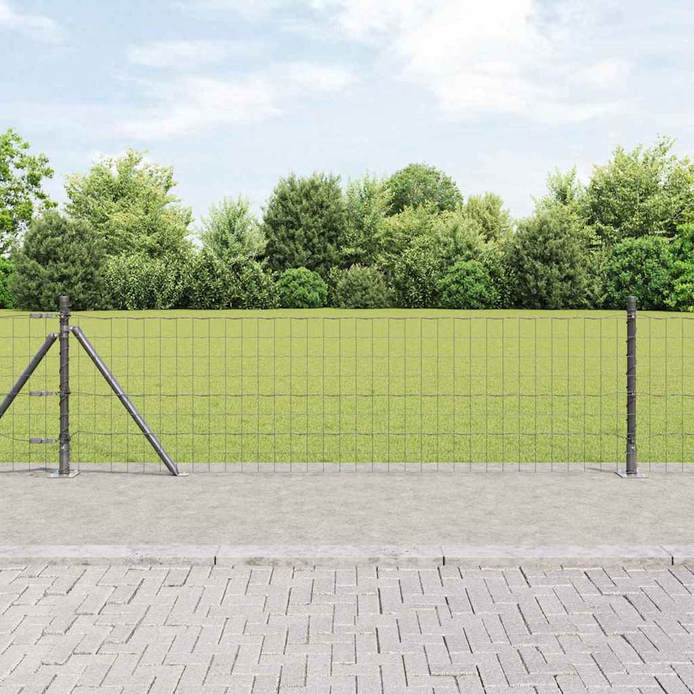 vidaXL Fence with Posts Gray 0.6 x 50 m Steel and PVC