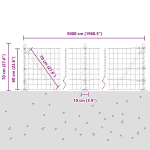 Grauer Zaun mit Pfosten 0,6x50m