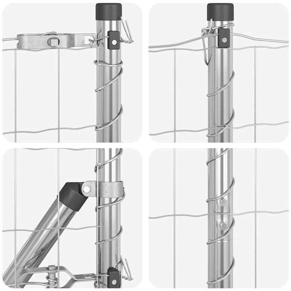 Stahl Zaun mit Pfosten Silber 1,2x10m