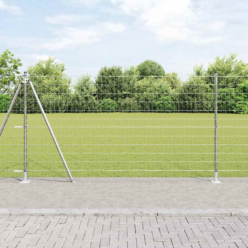 Stahl Zaun mit Pfosten Silber 1,2x10m