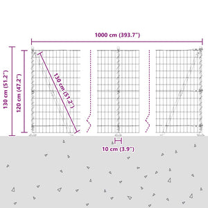 Stahl Zaun mit Pfosten Silber 1,2x10m