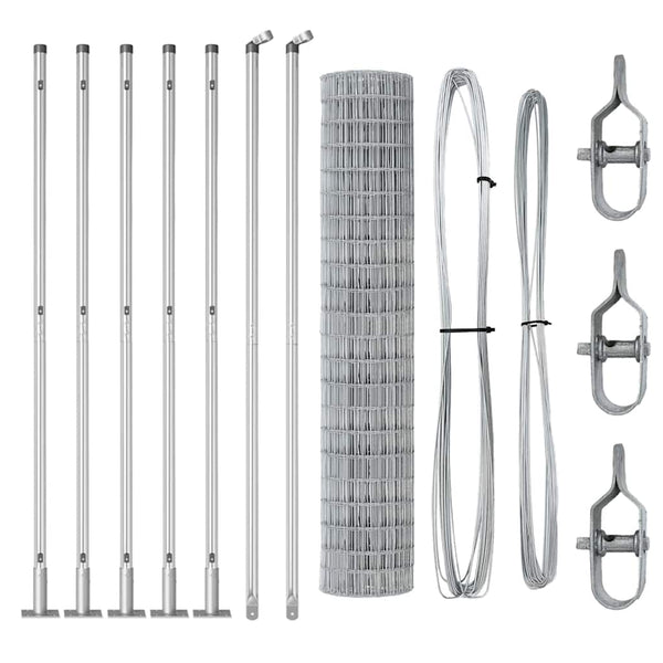 vidaXL Clôture avec poteaux Argent 1,4 x 10 m Acier