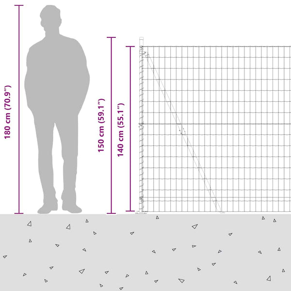 vidaXL Clôture avec poteaux Argent 1,4 x 10 m Acier