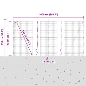 vidaXL Clôture avec poteaux Argent 1,4 x 10 m Acier