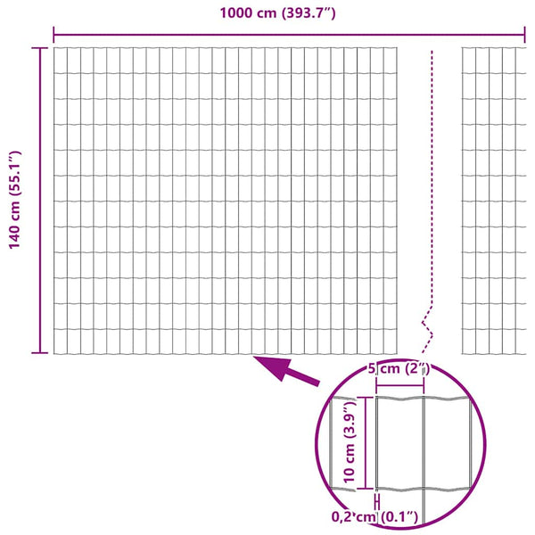 vidaXL Clôture avec poteaux Argent 1,4 x 10 m Acier
