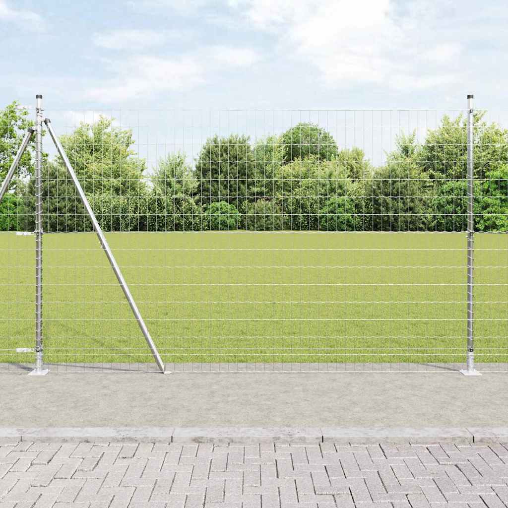 vidaXL Clôture avec poteaux argentée 1,5 x 10 m Acier