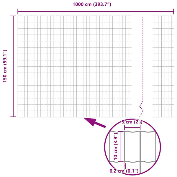 vidaXL Clôture avec poteaux argentée 1,5 x 10 m Acier