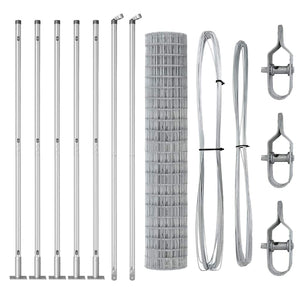 Stahlzaun mit Pfosten Silber 1,6x10m