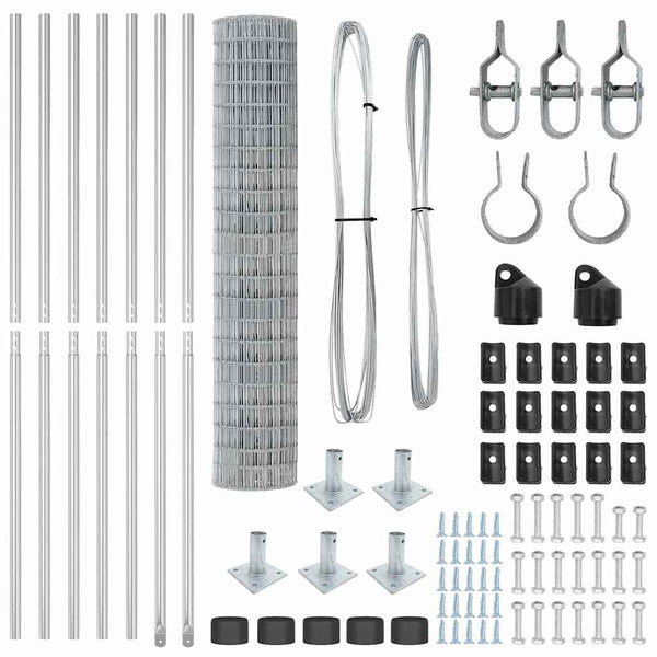 Stahlzaun mit Pfosten Silber 1,6x10m