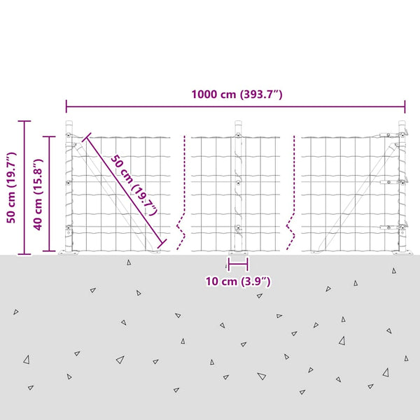 vidaXL Clôture avec poteaux Argent 0,4 x 10 m Acier