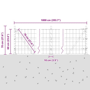 vidaXL Clôture avec poteaux argentée 0,6 x 10 m Acier