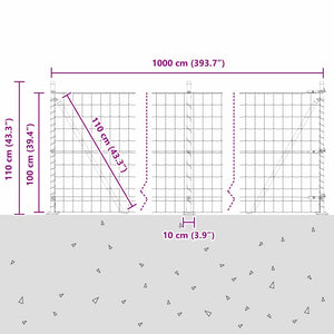 vidaXL Clôture avec poteaux argentée 1 x 10 m Acier