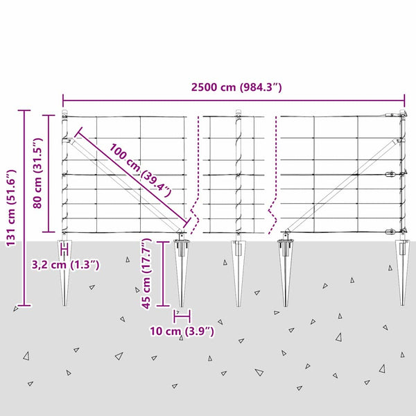 Galvanisierter Zaunpfosten Stahl 25x0,8m